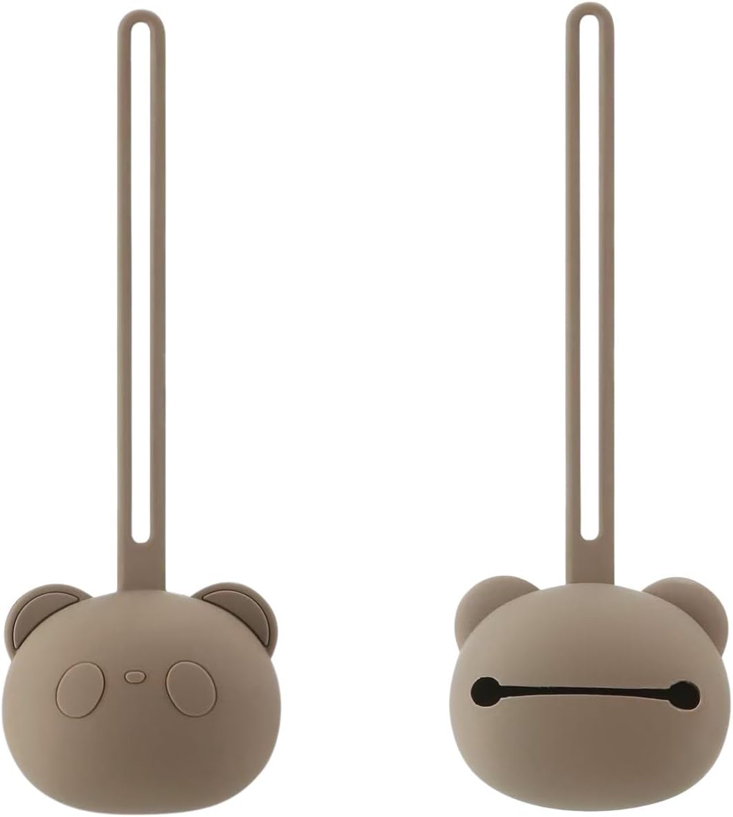 PandaEar Conjunto de 2 Estojos Porta-Chupetas de Silicone em Formato de Urso com Alça para Viagem e Uso Portátil, Recipiente Macio e Portátil para Chupetas de Bebês Recém-Nascidos e Crianças Pequenas