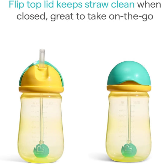 Munchkin Copo com Canudo Tip and Sip | Kit com 2 | 12m+ | 296 ml | Azul/Amarelo