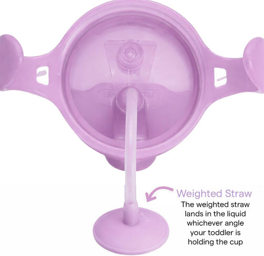 Munchkin Copo de Treinamento com Canudo Ponderado e Antivazamento | Copos de Transição para Bebês e Crianças | Tecnologia Click Lock e Design Divertido de Animais | Introdução Alimentar Guiada pelo BLW | 296ml | Gato