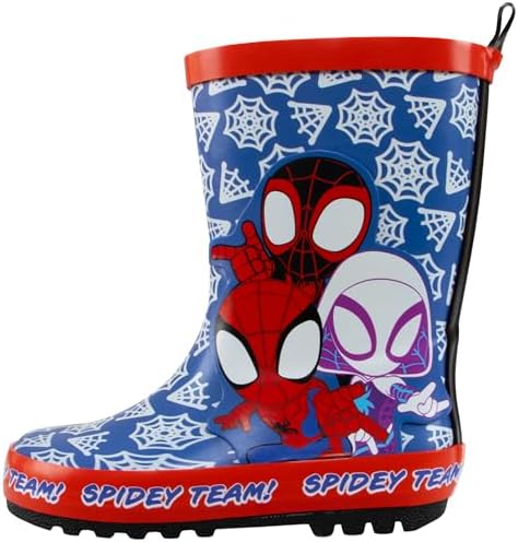 Botas de borracha Marvel para meninos | Botas de borracha do Homem-Aranha | Botas infantis do Homem-Aranha e seus amigos incríveis | Botas de borracha para crianças | Tamanhos 5 a 2