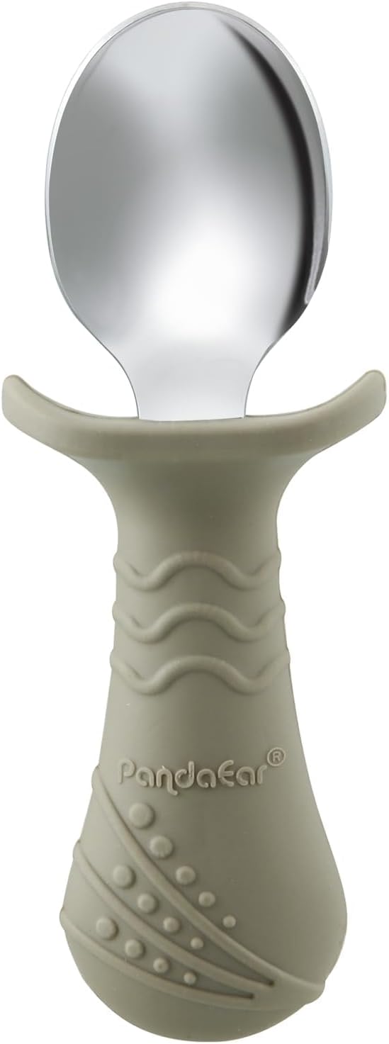 PandaEar Conjunto de Talheres Infantis para Bebês e Crianças, 6 Peças, Garfo e Colher, Aço Inoxidável com Revestimento de Silicone, Design Antiengasgo, Livre de BPA