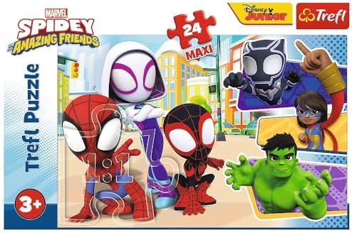 Trefl Marvel Homem-Aranha e seus Incríveis Amigos – Quebra-cabeça de 24 peças para crianças – Peças grandes e fáceis de manusear – Para crianças a partir de 3 anos