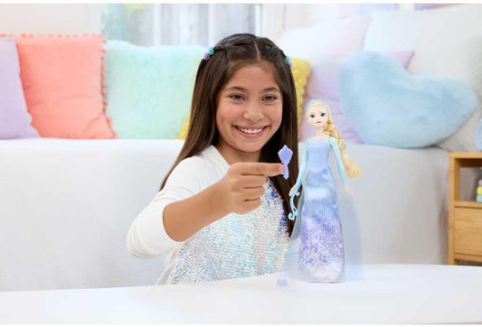Mattel Conjunto de Boneca Fashion Elsa Disney Frozen da , Spin & Reveal com 11 Surpresas, incluindo 5 Acessórios, 5 Adesivos e Cenário de Brincadeira, Inspirado no Filme da Disney, JBG59