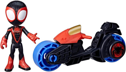 Spidey y sus increíbles amigos Marvel, figura de acción de Miles Morales, motocicleta de juguete, juguetes para niños y niñas de 3 años en adelante