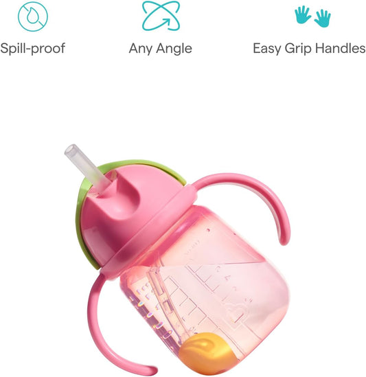 Munchkin Copo com Canudo Flexível Tip & Sip | Kit com 2 | 6m+ | Canudo com Peso | 207ml Rosa/Coral