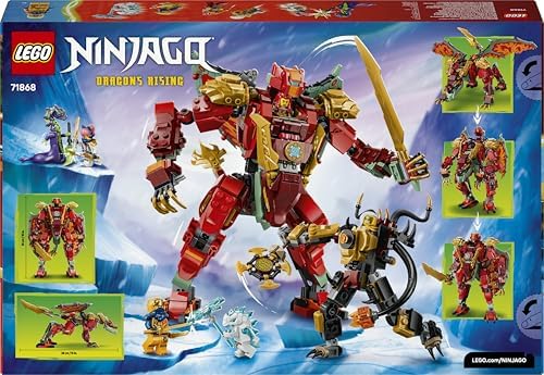 LEGO NINJAGO Dragão Mecânico Transformável do Wyldfyre - Figura de Ação Ninja 2 em 1 com o Mecânico da Imperatriz Beatrix e 6 Minifiguras - Presente de Aniversário para Meninos e Fãs a partir de 9 Anos - 71868