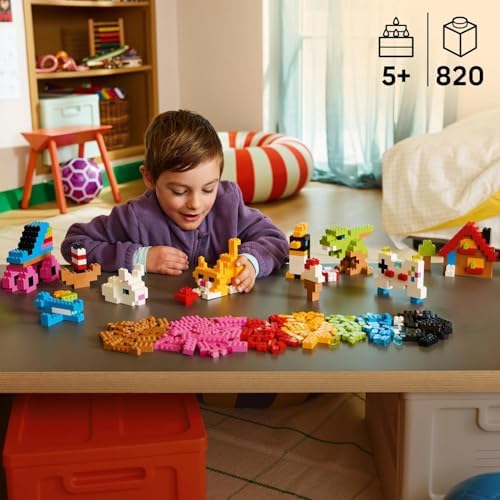 LEGO Conjunto Classic de Peças Criativas Coloridas - Brinquedo para Desenvolvimento da Coordenação Motora Fina - Construa Animais, Figuras de Dinossauros e Veículos, incluindo Avião e Carro Presente de Aniversário para Meninos e Meninas a partir de 5 Anos