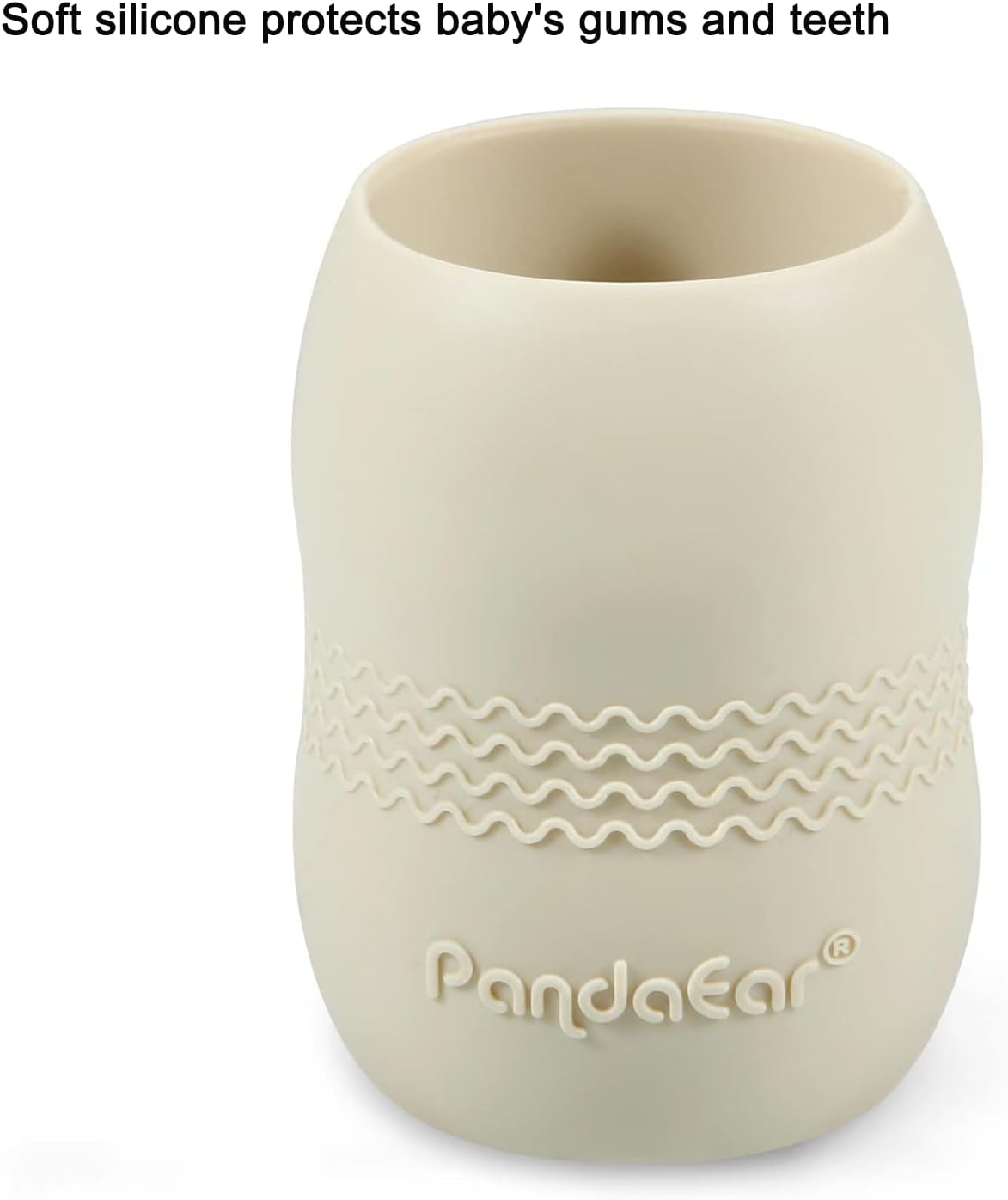 PandaEar Conjunto de 2 Copos de Silicone para Bebês a partir de 6 Meses | Copo Giratório 360° Antivazamento para Crianças Pequenas | Copo Aberto para Desmame com Fluxo Livre (Azul/Branco)