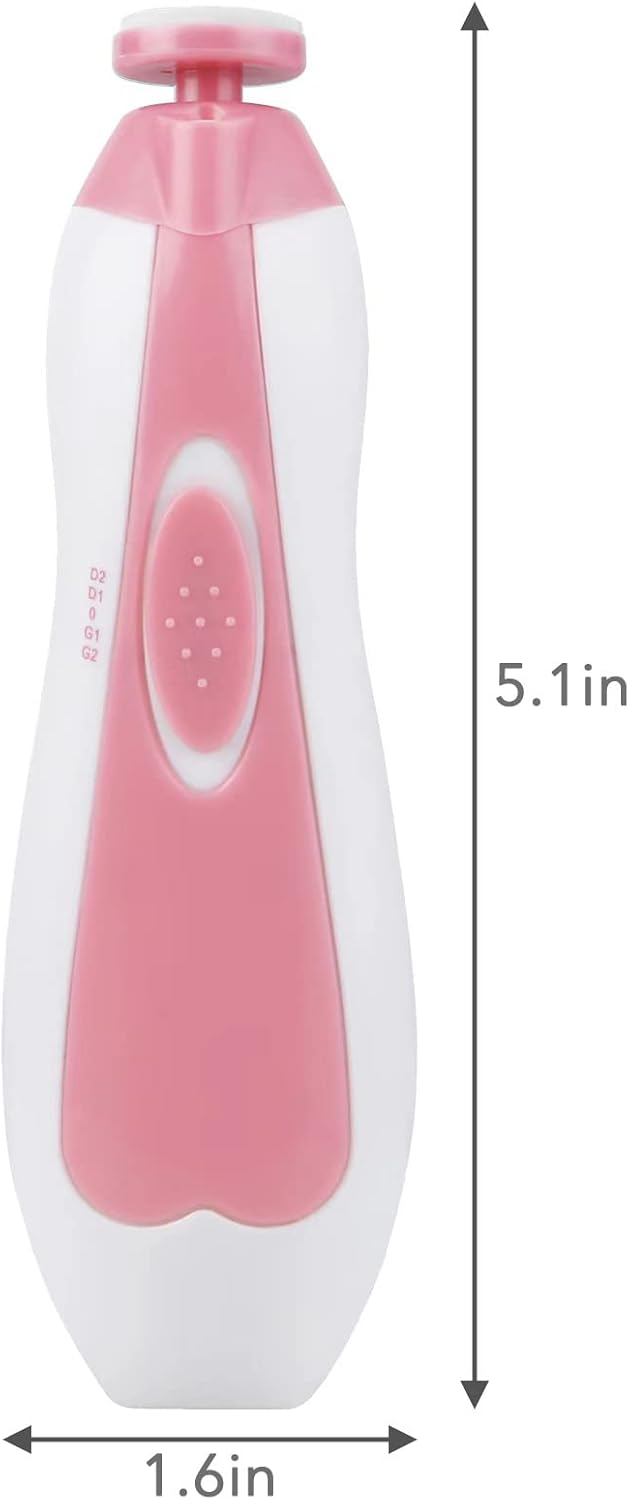 PandaEar Aparador de unhas elétrico para bebês, lixa de unhas elétrica para bebês e crianças pequenas, kit com 6 lixas de reposição extras (rosa)