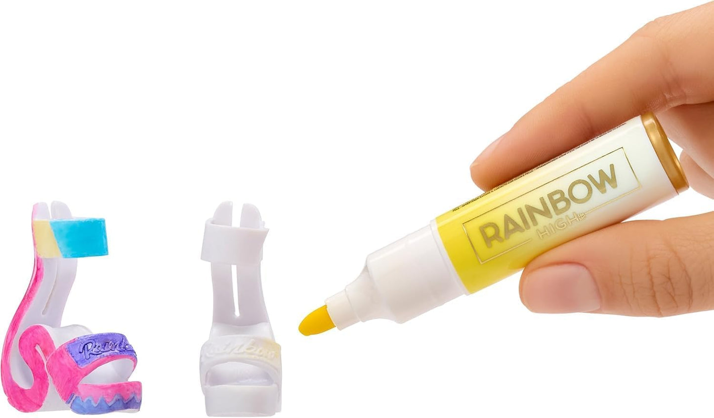 Rainbow High Air Brush & Create - 1 boneca fashion faça você mesmo com kit de aerógrafo, marcadores laváveis com efeito arco-íris, cabelo comprido, olhos verdes, brincadeira criativa para crianças de 4 a 12 anos ou mais.