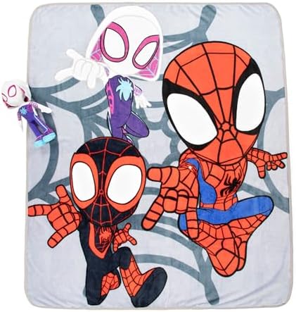 Conjunto de pelúcia infantil Jay Franco Marvel Spidey & His Amazing Friends Ghost Spider Gwen Mini Pillow Buddy e cobertor macio de 130 x 150 cm - Conjunto de 2 peças super macio para aconchegar as crianças