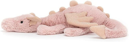 Jellycat Decoração de pelúcia colecionável Little Rose Dragon, rosa