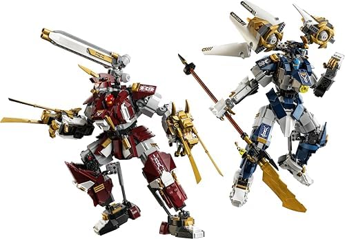 LEGO NINJAGO Os Mechs Titãs Gêmeos - Brinquedo Ninja com 2 Figuras de Ação e 3 Minifiguras, incluindo Kai e Nya - Decoração para Quarto Infantil - Presente de Aniversário para Meninos a partir de 12 Anos e Fãs Adolescentes - 71870