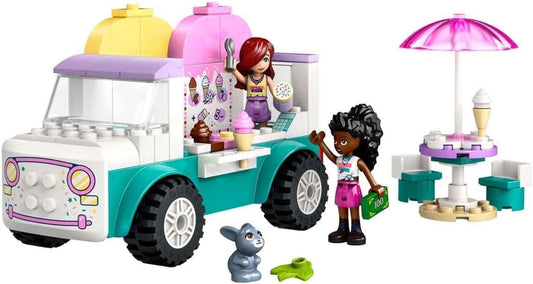 LEGO Brinquedo Friends Heartlake City Ice Cream Van, conjunto criativo de comida de simulação para meninas de 4 anos ou mais, inclui 2 minibonecas e uma figura de coelhinho