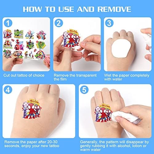 8 Folhas de Tatuagens Temporárias do Homem-Aranha e Seus Incríveis Amigos para Festas de Aniversário Infantis - Lembrancinhas e Decorações - Adesivos Fofos de Tatuagens Falsas para Festa do Aranha…