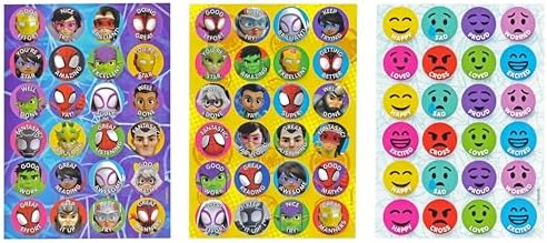 Quadro de Recompensas e Emoções do Homem-Aranha e Amigos - Apagável, com Caneta e Adesivos - para Crianças a partir de 3 Anos