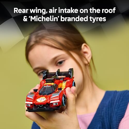 LEGO Speed Champions Ferrari 499P Carro de Corrida - Kit de Modelo STEM com Minifigura Colecionável de Piloto - Presente de Produto de Automobilismo para Meninos e Fãs a partir de 9 Anos - 77261