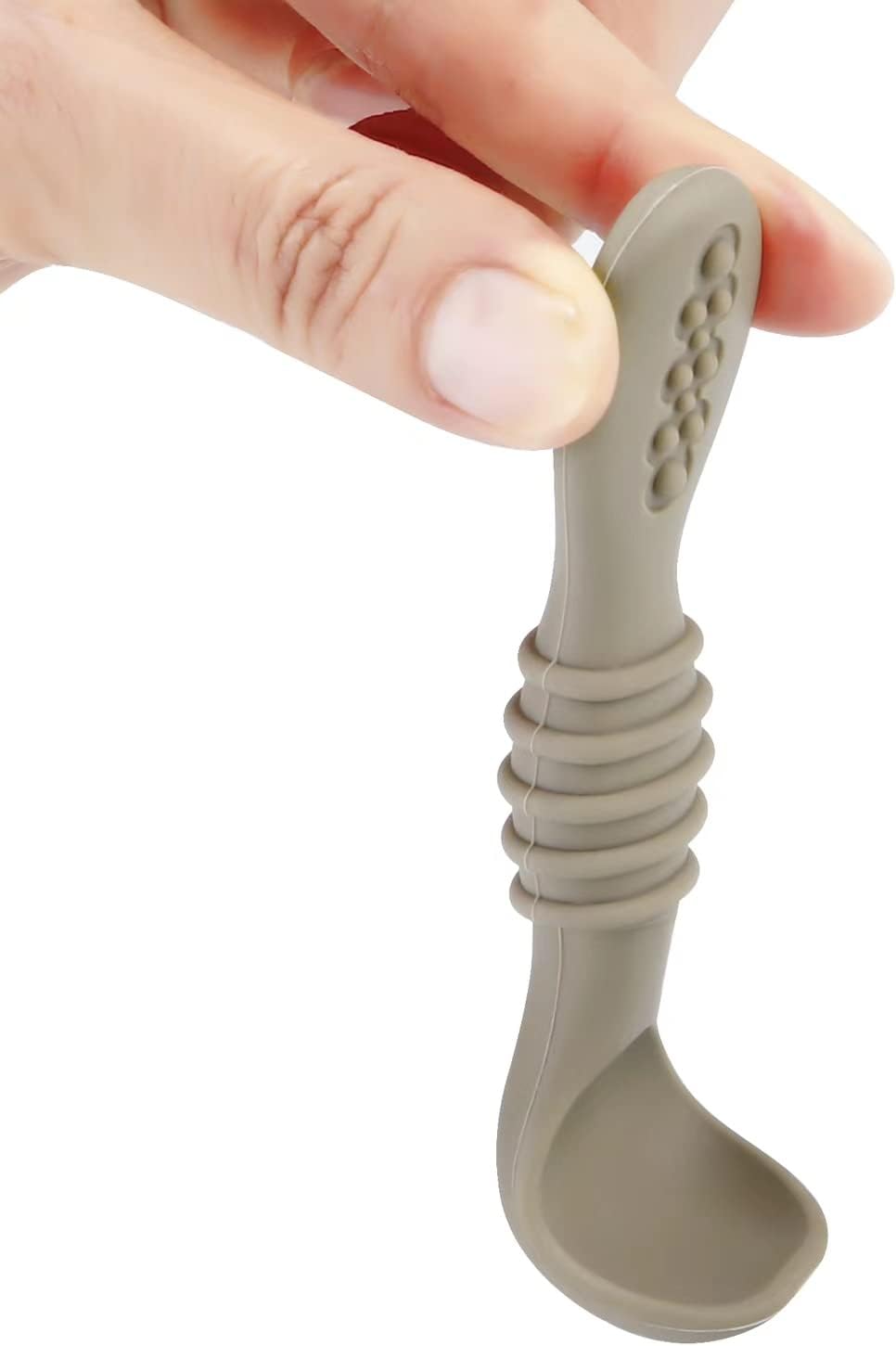 PandaEar Colheres de silicone para bebês de 4 a 6 meses, para alimentação independente | Pacote com 6 colheres para introdução alimentar | Colher para alimentação de bebês e crianças pequenas | Utensílios para bebês | Livre de BPA (Bege/Creme/Marrom)