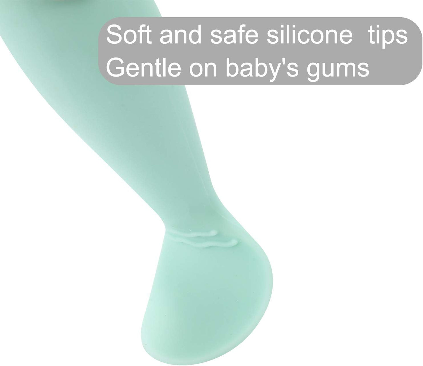 PandaEar Colheres de silicone para desmame, colheres para alimentação infantil, sem BPA, pacote com 4 unidades, silicone macio, utensílio para alimentação independente com cabo grosso.