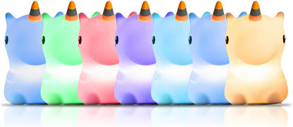 Groov-e Cuties - Rainbow Unicorn - Luz noturna LED que muda de cor com temporizador de 30/60 minutos - 7 cores - Toque para usar - Bateria recarregável de 12 horas ou alimentada por USB - para bebês, crianças pequenas e crianças