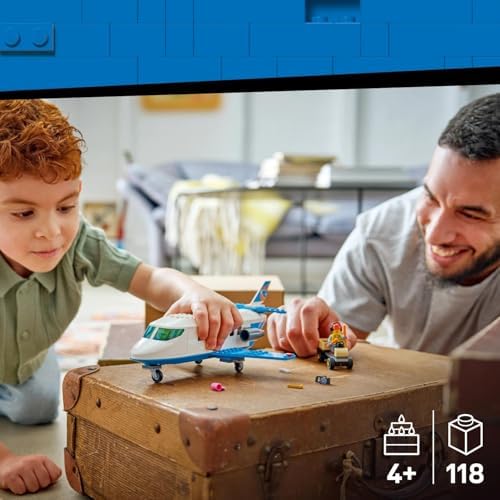 LEGO City Avião de Passageiros - Kit de Modelo de Avião com 4 Minifiguras e Acessórios de Viagem - Conjunto Educativo - Ideia de Presente de Aniversário para Meninos a partir de 4 Anos - 60492