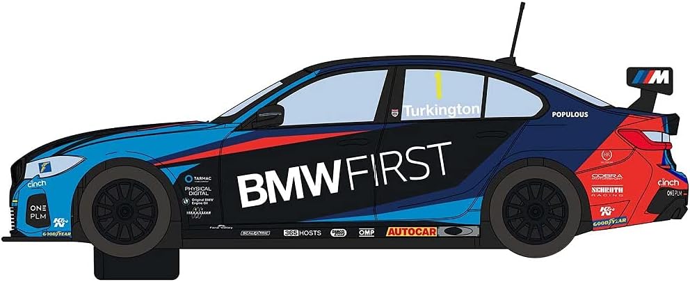 Scalextric C4225 BMW 330i M-Sport BTCC 2020 - Colin Turkington, Preto/Azul/Vermelho