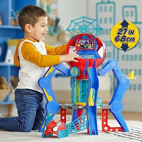 Conjunto de Brinquedo Marvel Spidey e Sua Turma: Web-Quarters (QG da Teia) com Boneco do Spidey, Veículo e Acessórios