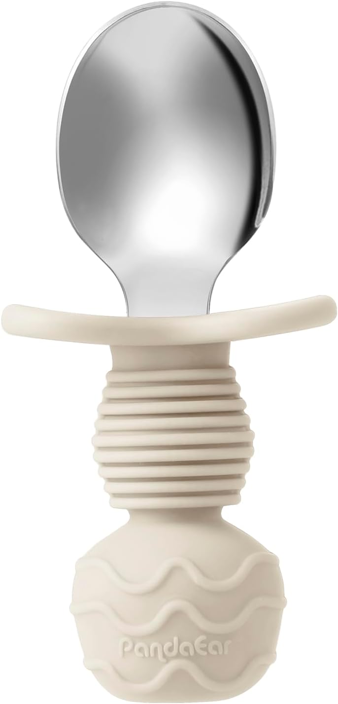 PandaEar Conjunto de Talheres Infantis com 6 Peças | Garfo e Colher de Aço Inoxidável para Bebês | Talheres Infantis | Talheres para Bebês a partir de 12 Meses com Design Antiengasgo e Apoio de Silicone