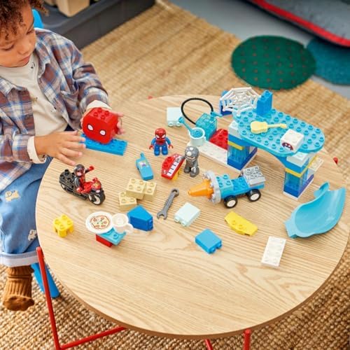 LEGO DUPLO Marvel Team Spidey Webquarters - Brinquedo Educativo para Desenvolvimento da Coordenação Motora em Crianças - Conjunto Montessori - Presente para Meninos a partir de 2 Anos e Fãs do Homem-Aranha e seus Incríveis Amigos - 10464