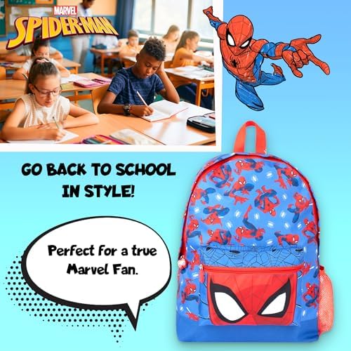 Mochila escolar Marvel Homem-Aranha para meninos, com 2 compartimentos, alças de ombro ajustáveis e bolso de tela.