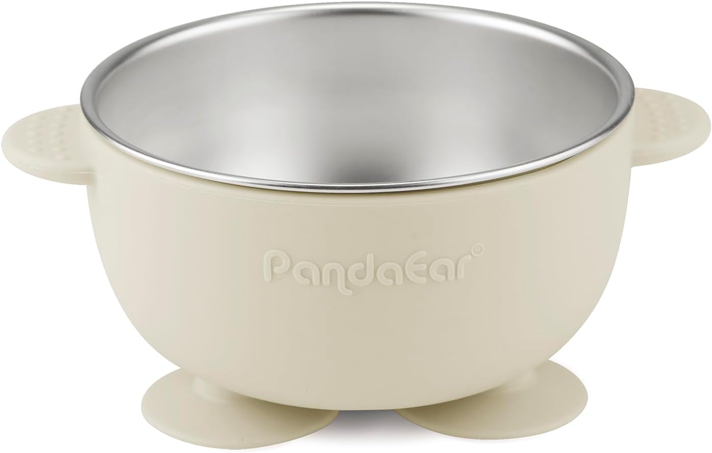 PandaEar Conjunto de 3 Tigelas de Aço Inoxidável com Ventosa, Antiderrapantes e com Capa de Silicone para Bebês e Crianças, Inquebráveis e Sem Sujeira