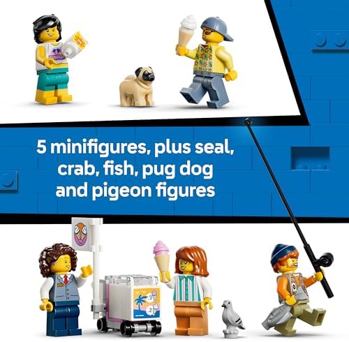 LEGO City Classic Bonde de Praia - Kit de Montagem com Trilhos, Cenário de Rua, 5 Minifiguras e 5 Figuras de Animais - Ideia de Presente de Aniversário para Meninos a partir de 7 Anos - 60506