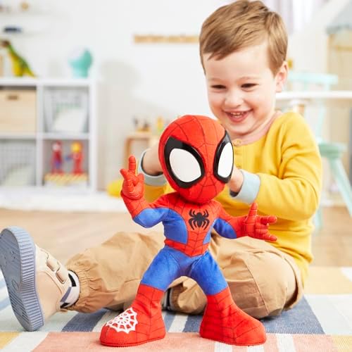 Homem-Aranha e seus Incríveis Amigos Marvel Dança e Rasteja - Brinquedo de Pelúcia Interativo com Sons, Brinquedo Falante do Homem-Aranha para Crianças