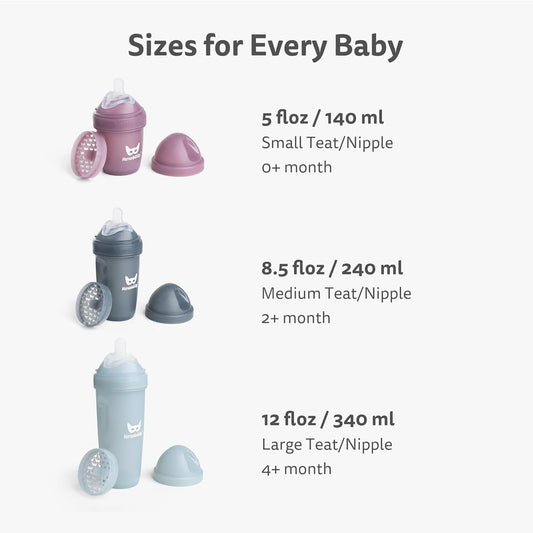 Herobility Mamadeira dupla anticólica DC Supergirl | Mamadeiras premiadas inspiradas em super-heroínas | Bico macio semelhante ao seio materno, tampa e rede para facilitar a mistura | 240ml/8,5 fl oz