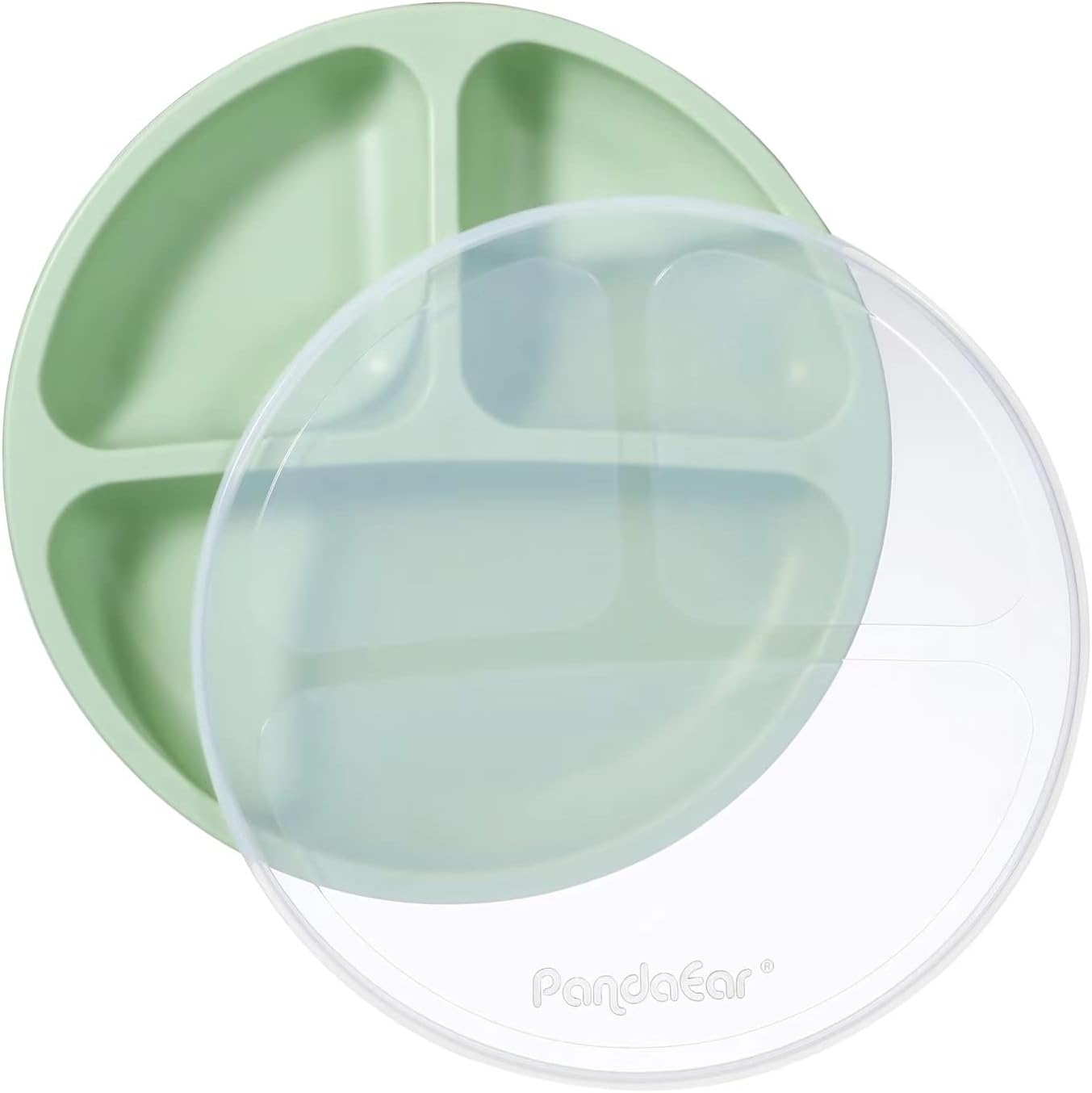 PandaEar Conjunto de 3 Pratos de Silicone com Ventosa para Introdução Alimentar do Bebê, com Tampas e Divisórias