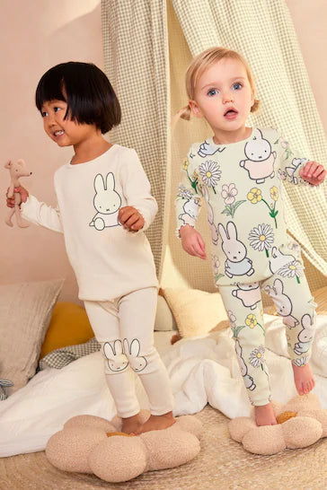 |Girl| Pacote De 2 Pijamas Com Licença Miffy Verde/Creme (9 meses a 8 anos)