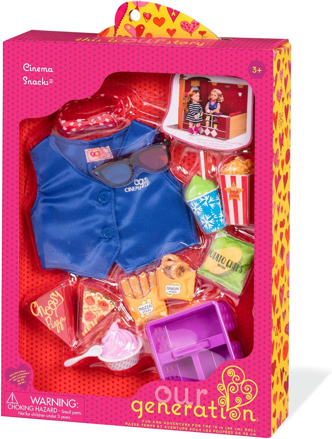 A Nossa Geração - Bonecas fantasiadas para ir ao cinema com snacks, BD37848Z, coloridas