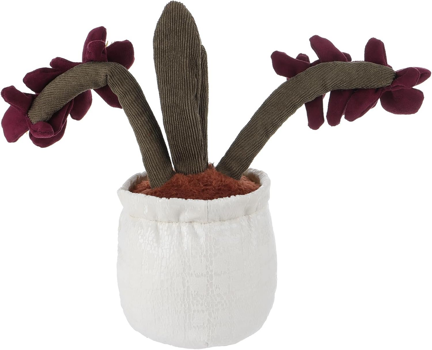 Cordeiro de damasco Brinquedo de peluche orquídea borboleta em vaso, Brinquedos macios Planta de peluche fofinho perfeito para criança 9,1 polegadas