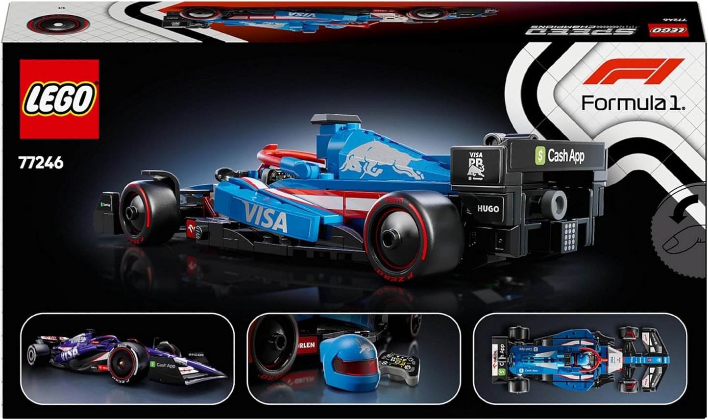 LEGO Speed Champions Visa Cash App RB VCARB 01 Conjunto de modelo de carro de F1 para adultos, com uma minifigura de condutor colecionável - Ideia de presente para homens, mulheres e adolescentes fãs de automobilismo 77246