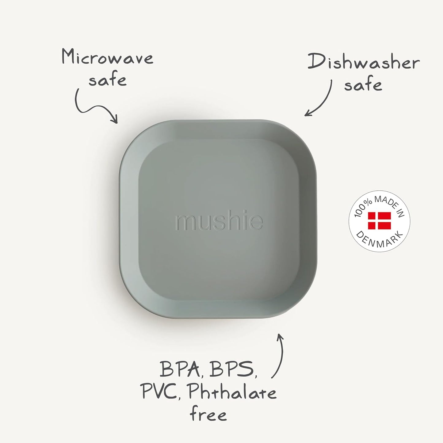Mushie Pratos para Crianças | Conjunto de 2 Peças | Reutilizáveis e Livres de BPA | Podem ser Lavados na Lava-louças e Usados no Micro-ondas | Fabricados na Dinamarca | Quadrados (Nuvem)