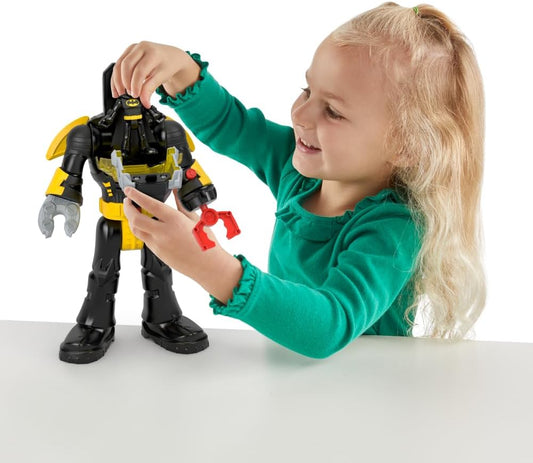 Imaginext DC Super Friends Batman Brinquedos Insider & Exo Suit Robô de 30 cm com Luzes e Sons para Crianças a partir de 3 Anos, Preto, HYG31