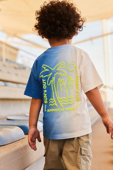 |Boy| Camiseta De Manga Curta Tie Dye - Azul/Branco (3 meses - 7 anos)