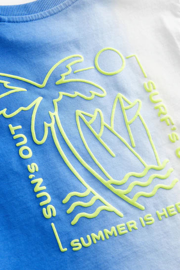 |Boy| Camiseta De Manga Curta Tie Dye - Azul/Branco (3 meses - 7 anos)