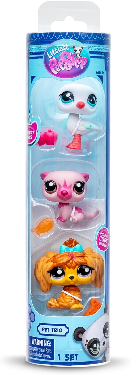Littlest Pet Shop Série 2 - Trio de Bichinhos de Estimação - Animais do Campo | Cada Trio de Bichinhos de Estimação em Tubo contém 3 Mini Brinquedos LPS, 1 Acessório, 1 Cartão Colecionável e 1 Código Virtual | Brinquedos Colecionáveis