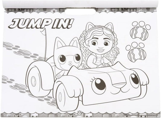 Bloco de Desenho DreamWorks Casa de Bonecas da Gabby | 24 Páginas para Colorir | com 120 Adesivos Reutilizáveis | com Muitas Páginas para Colorir e Atividades | Perfeito para Viagens, Presentes de Aniversário para Crianças | A partir de 3 Anos