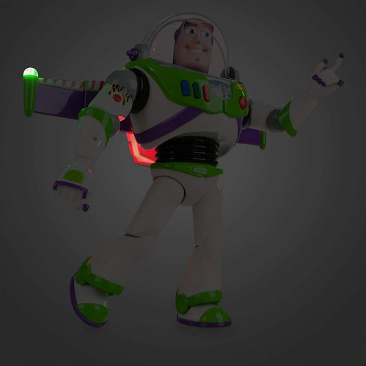 Disney Boneco de ação interativo Buzz Lightyear da Disney Store, astronauta patrulheiro espacial de Toy Story, 30 cm/11 polegadas. Fala mais de 10 frases em inglês, interage com outros bonecos e brinquedos, acende luzes, para crianças a partir de 3 anos