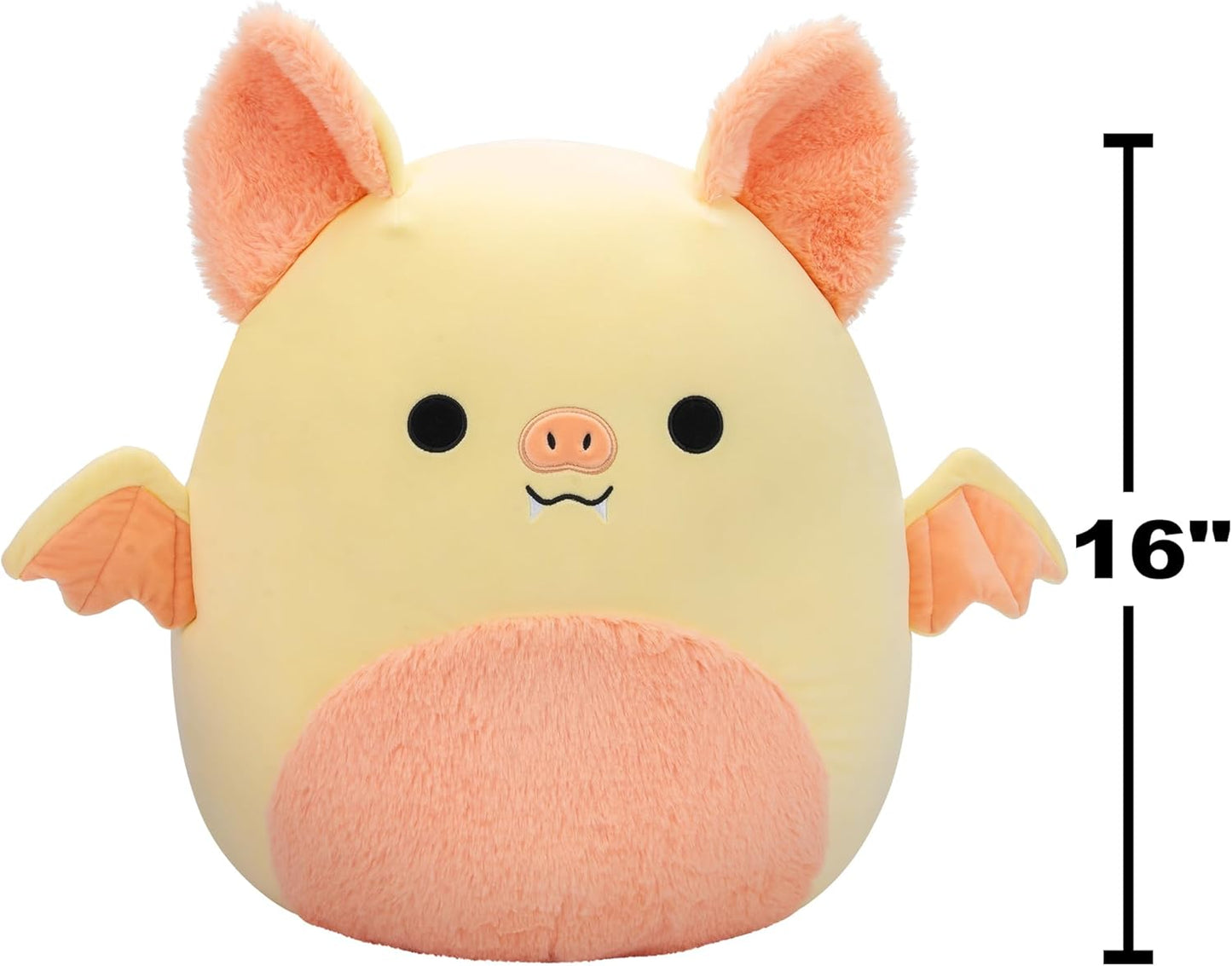Squishmallows SQCR05482 16 pulgadas - Meghan el murciélago crema y rosa con barriga peluda, multicolor