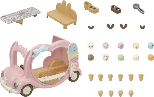Sylvanian Families Van de sorvete, rosa pastel