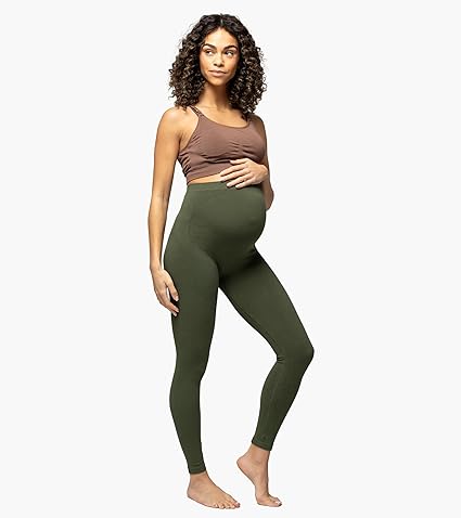 BABYGO® Leggings de maternidade de bambu para gravidez | Compressão suave sobre suporte de colisão | Cintura alta, sem costura e respirável com material de bambu luxuoso