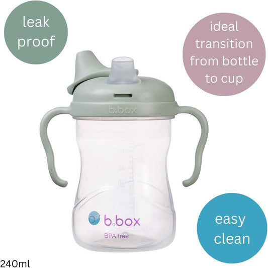 b.box Copo de Treinamento com Bico para Bebês, Antivazamento, Bico de Silicone Macio, Alças de Fácil Aderência, Tampa de Bico Integrada, 240ml, Pode Ser Lavado na Lava-louças, Livre de BPA, Tampa Intercambiável, Idade 6 Meses+